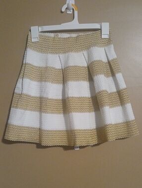cleo White and Gold Striped Circle Skirt
